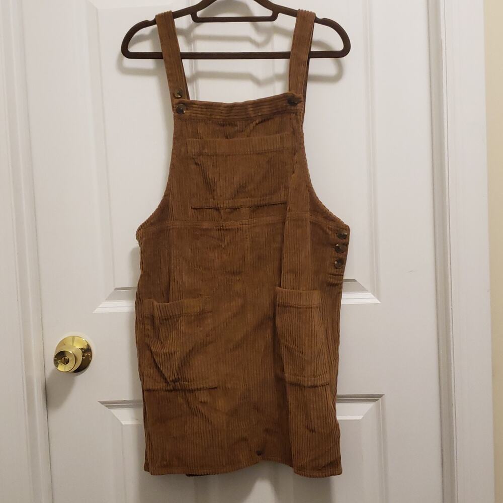 NWT Wild Fable Brown Corduroy Overall Jumper Dress #A95PJ